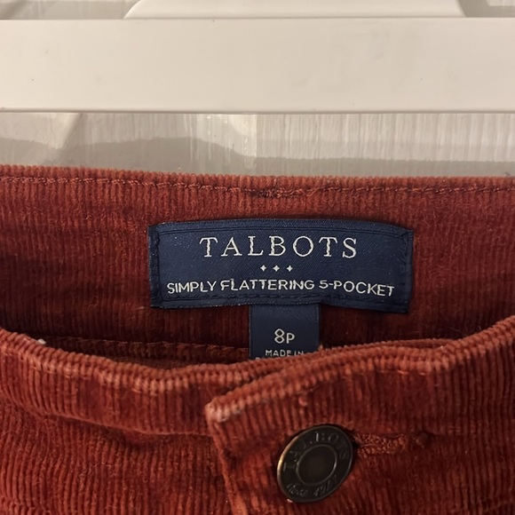 Talbots Womens 8P Burnt Orange Simply Flattering Pocket Straight Corduroy Pants - Picture 2 of 5